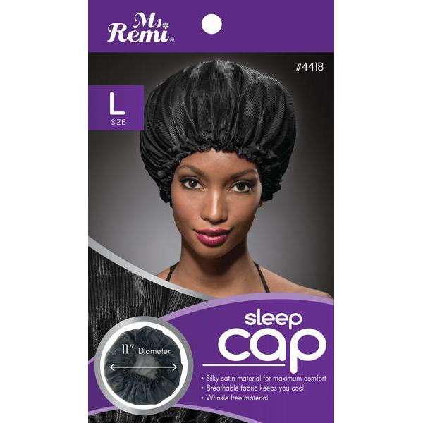 Ms. Remi Sleep Cap L Black Bonnets Ms. Remi   